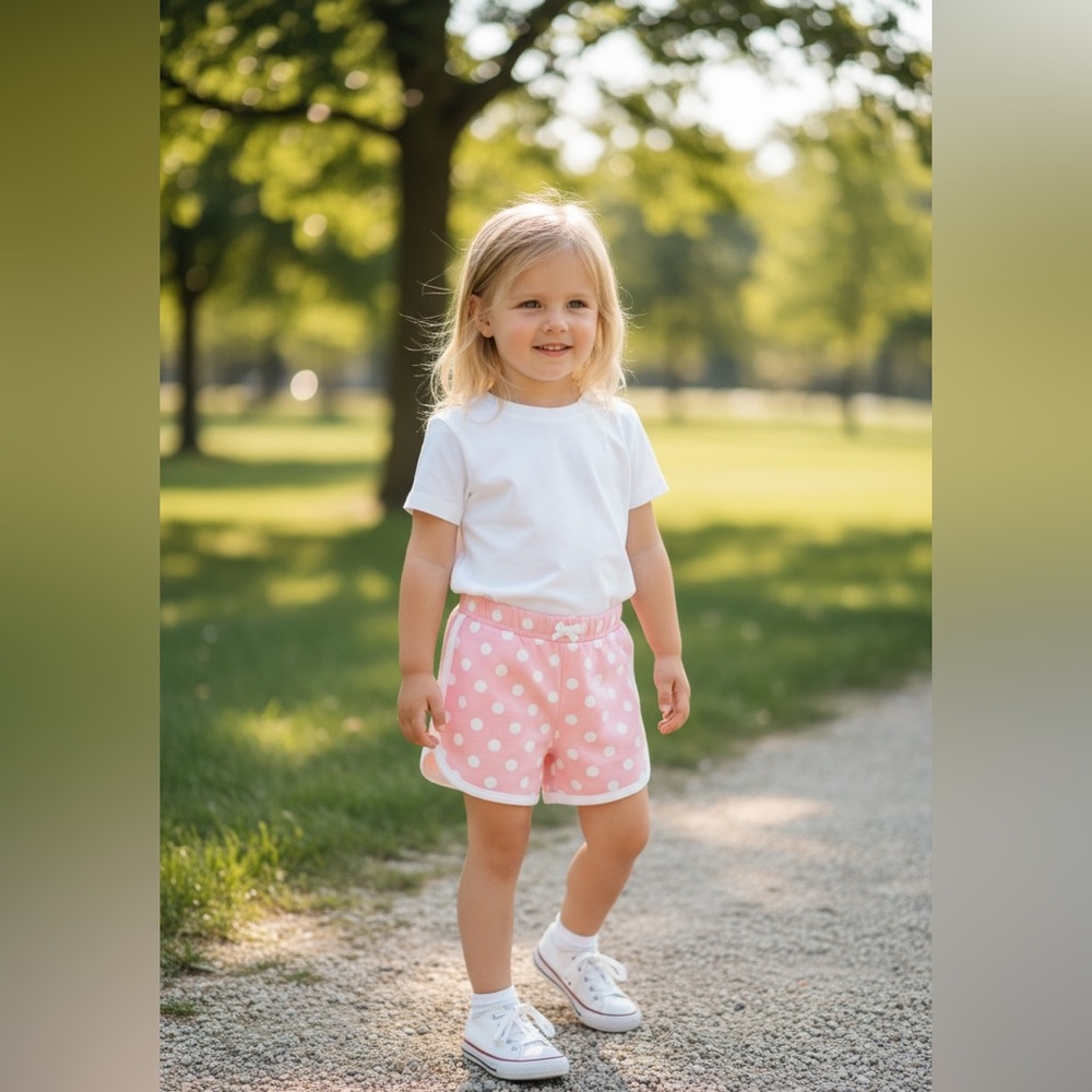 Chic Pink and White Polka Dot Summer Shorts